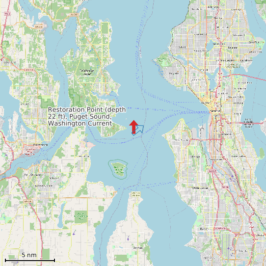 Map of Restoration Point (depth 22 ft), Puget Sound, Washington Current Prediction Station