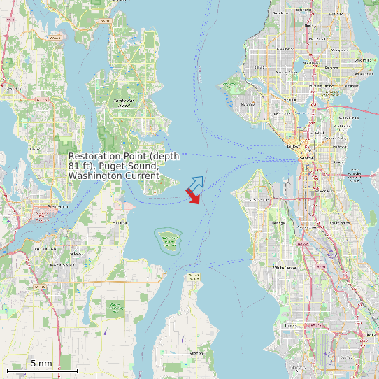 Map of Restoration Point (depth 81 ft), Puget Sound, Washington Current Prediction Station