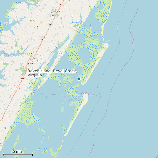 Map of Revel Island, Revel Creek, Virginia Tide Prediction Station