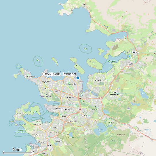 Map of Reykjavik, Iceland Tide Prediction Station