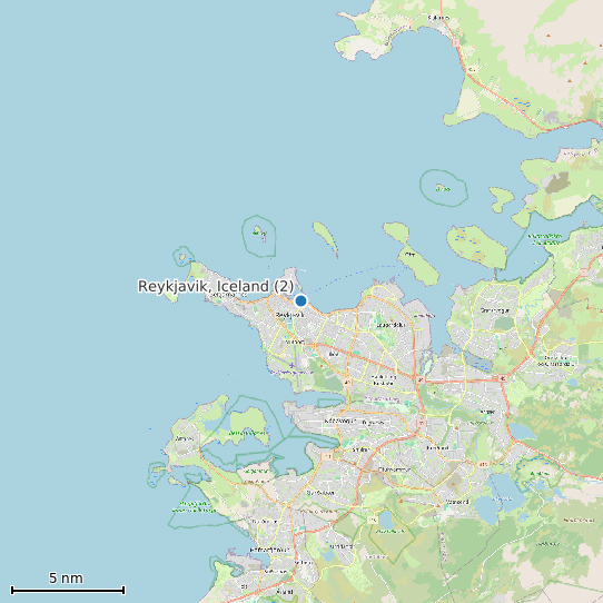 Map of Reykjavik, Iceland (2) Tide Prediction Station