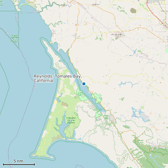 Map of Reynolds, Tomales Bay, California Tide Prediction Station