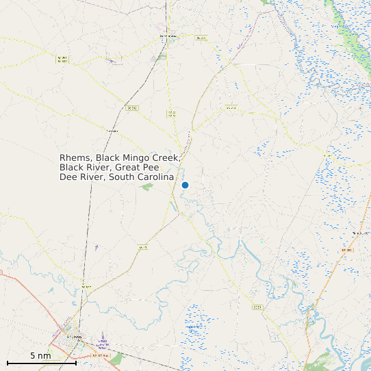 Map of Rhems, Black Mingo Creek, Black River, Great Pee Dee River, South Carolina Tide Prediction Station
