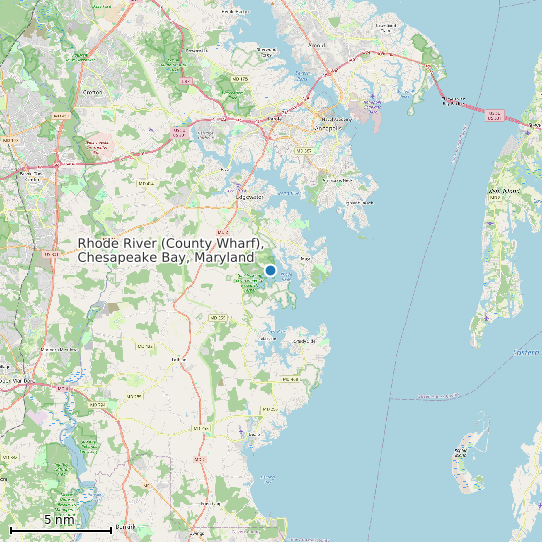 Map of Rhode River (County Wharf), Chesapeake Bay, Maryland Tide Prediction Station