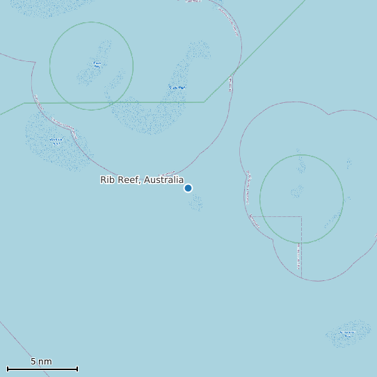 Map of Rib Reef, Australia Tide Prediction Station