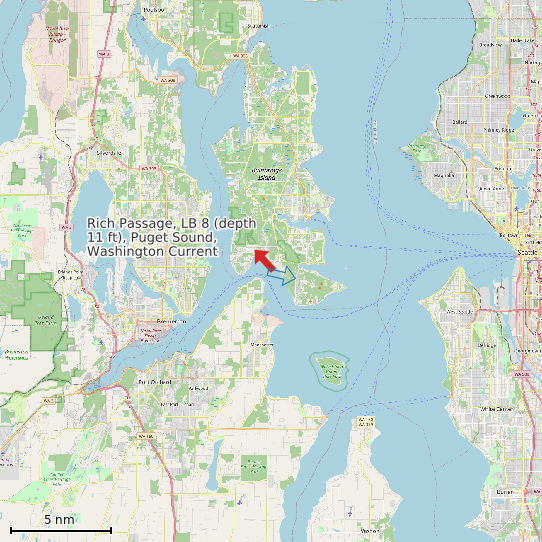 Map of Rich Passage, LB 8 (depth 11 ft), Puget Sound, Washington Current Prediction Station