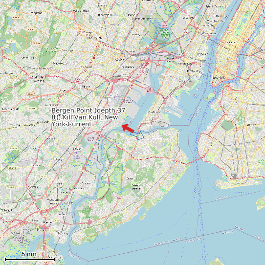 Map of Bergen Point (depth 37 ft), Kill Van Kull, New York Current Prediction Station