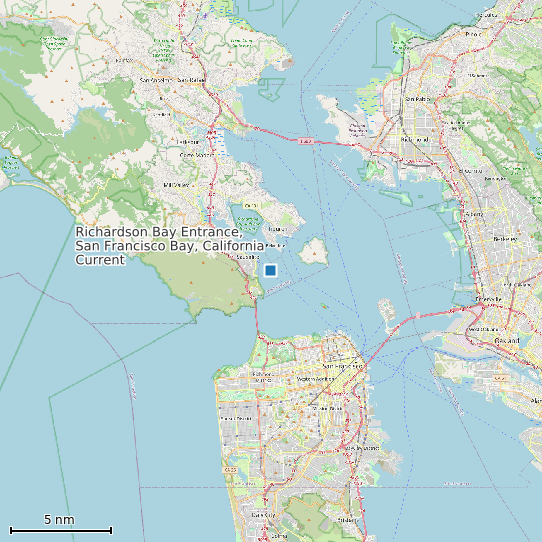 Map of Richardson Bay Entrance, San Francisco Bay, California Current Prediction Station