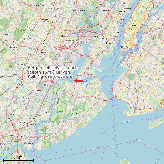 Map of Bergen Point, East Reach (depth 15 ft), Kill Van Kull, New York Current Prediction Station