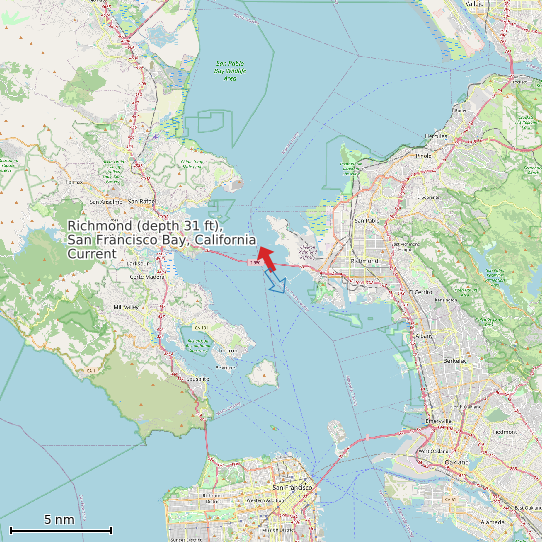 Map of Richmond (depth 31 ft), San Francisco Bay, California Current Prediction Station