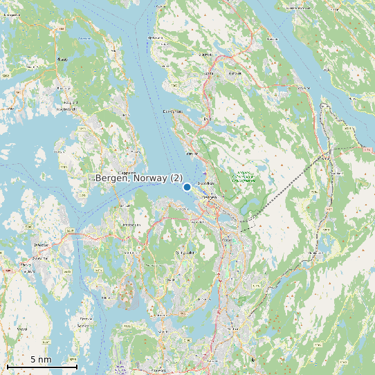 Map of Bergen, Norway (2) Tide Prediction Station