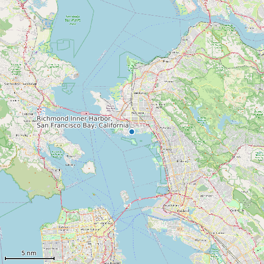 Map of Richmond Inner Harbor, San Francisco Bay, California Tide Prediction Station