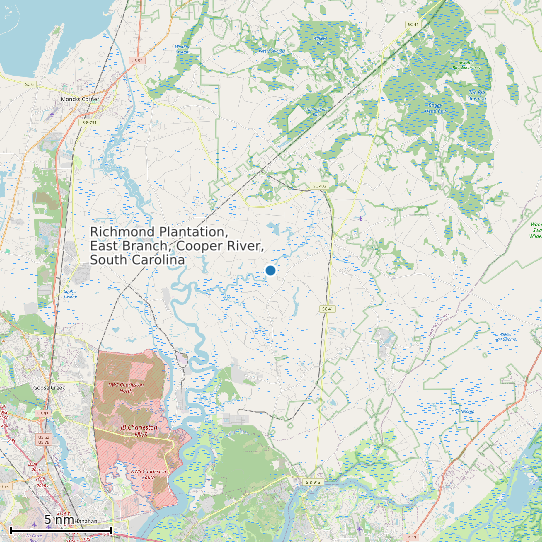 Map of Richmond Plantation, East Branch, Cooper River, South Carolina Tide Prediction Station