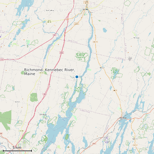 Map of Richmond, Kennebec River, Maine Tide Prediction Station