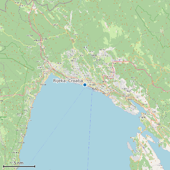 Map of Rijeka, Croatia Tide Prediction Station