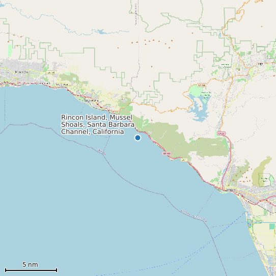 Map of Rincon Island, Mussel Shoals, Santa Barbara Channel, California Tide Prediction Station