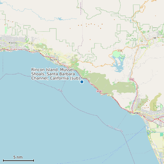 Map of Rincon Island, Mussel Shoals, Santa Barbara Channel, California (sub) Tide Prediction Station