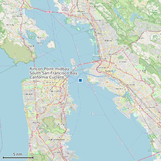 Map of Rincon Point midbay, South San Francisco Bay, California Current Prediction Station