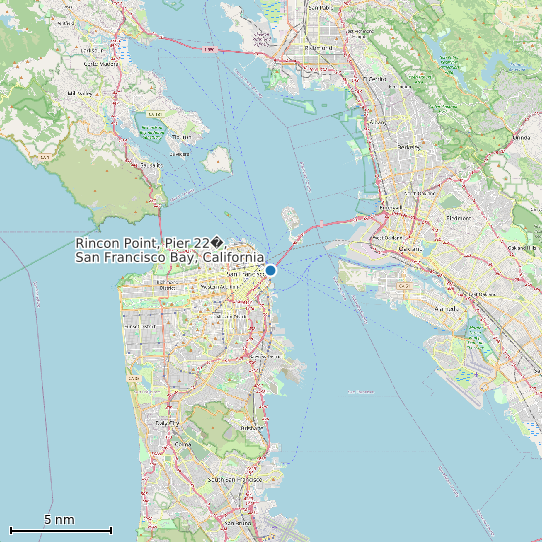 Map of Rincon Point, Pier 22�, San Francisco Bay, California Tide Prediction Station