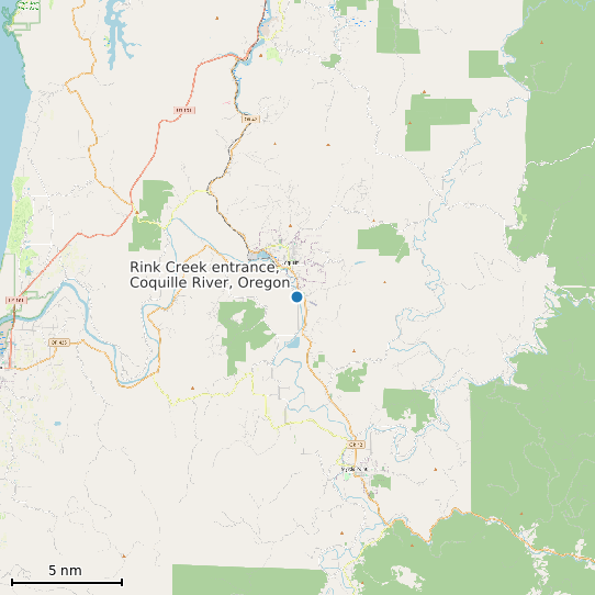 Map of Rink Creek entrance, Coquille River, Oregon Tide Prediction Station