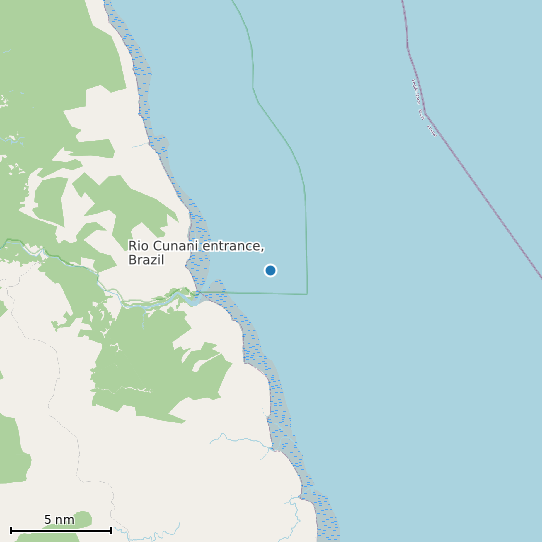Map of Rio Cunani entrance, Brazil Tide Prediction Station