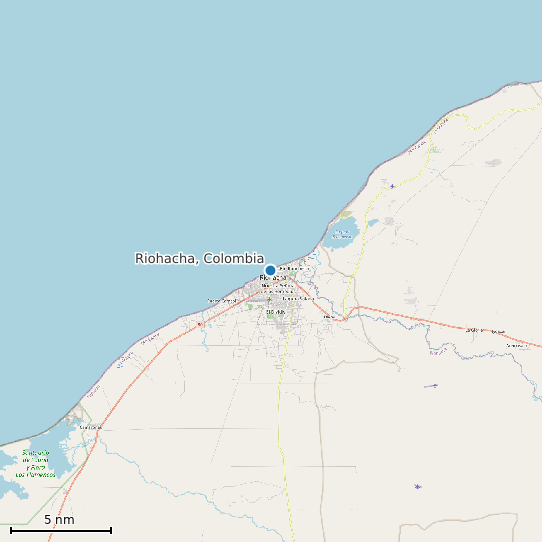 Map of Riohacha, Colombia Tide Prediction Station