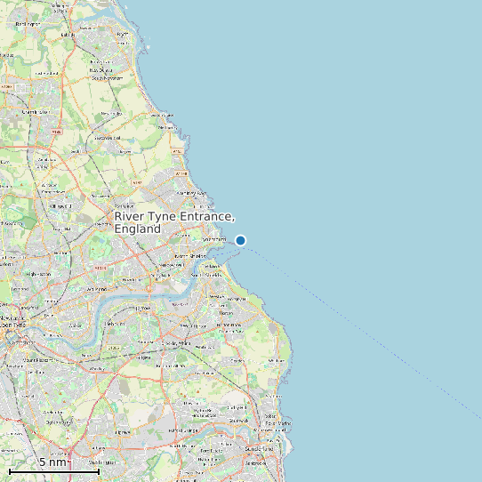 Map of River Tyne Entrance, England Tide Prediction Station