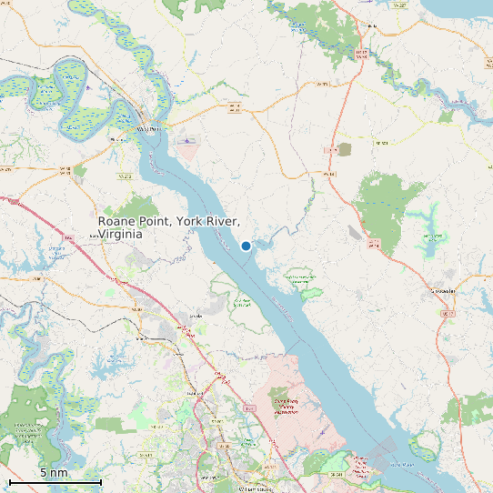 Map of Roane Point, York River, Virginia Tide Prediction Station