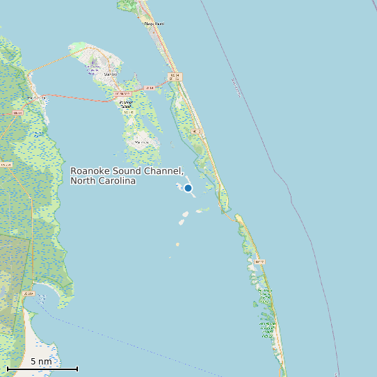 Map of Roanoke Sound Channel, North Carolina Tide Prediction Station