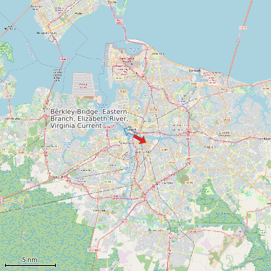 Map of Berkley Bridge, Eastern Branch, Elizabeth River, Virginia Current Prediction Station