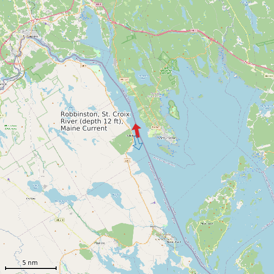 Map of Robbinston, St. Croix River (depth 12 ft), Maine Current Prediction Station