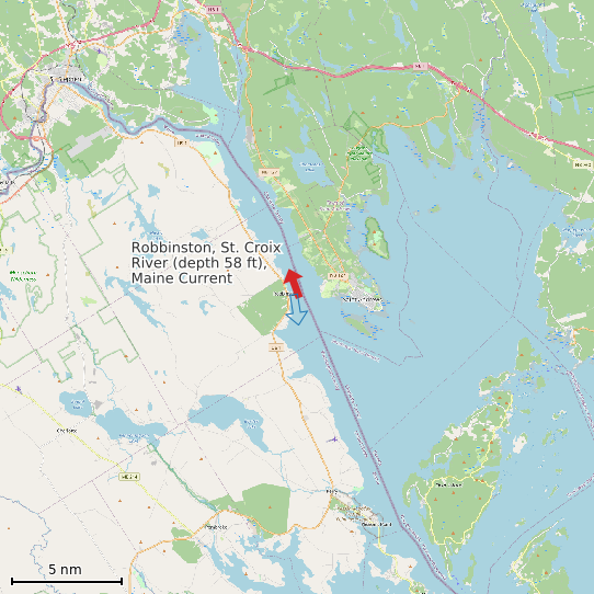 Map of Robbinston, St. Croix River (depth 58 ft), Maine Current Prediction Station