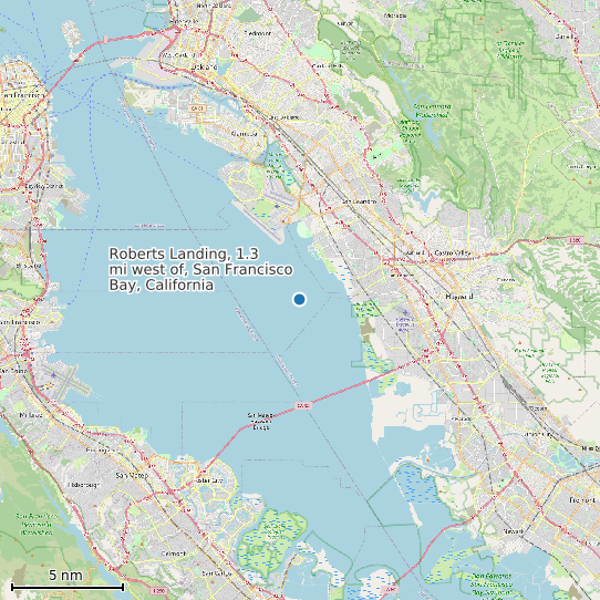 Map of Roberts Landing, 1.3 mi west of, San Francisco Bay, California Tide Prediction Station