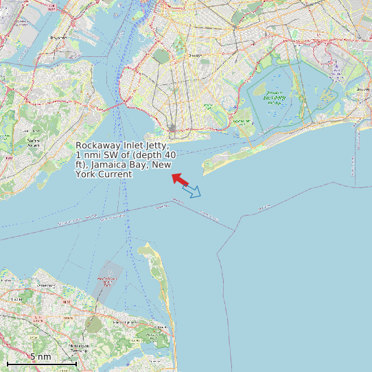 Map of Rockaway Inlet Jetty, 1 nmi SW of (depth 40 ft), Jamaica Bay, New York Current Prediction Station