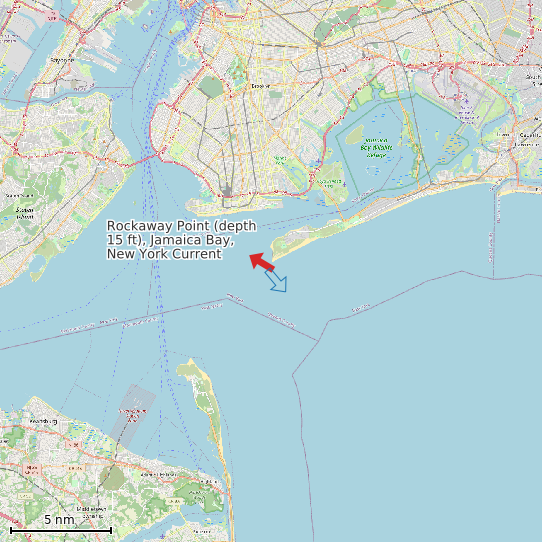 Map of Rockaway Point (depth 15 ft), Jamaica Bay, New York Current Prediction Station