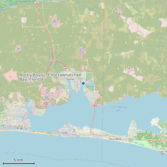 Map of Rocky Bayou, Choctawhatchee Bay, Florida Tide Prediction Station