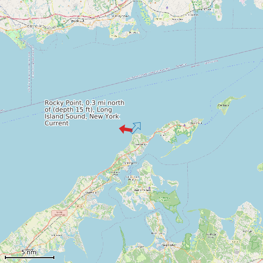 Map of Rocky Point, 0.3 mi north of (depth 15 ft), Long Island Sound, New York Current Prediction Station