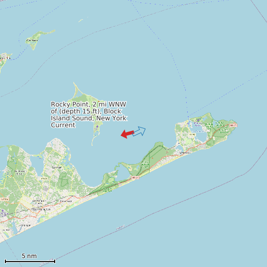 Map of Rocky Point, 2 mi WNW of (depth 15 ft), Block Island Sound, New York Current Prediction Station