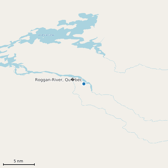 Map of Roggan-River, Qu�bec Tide Prediction Station