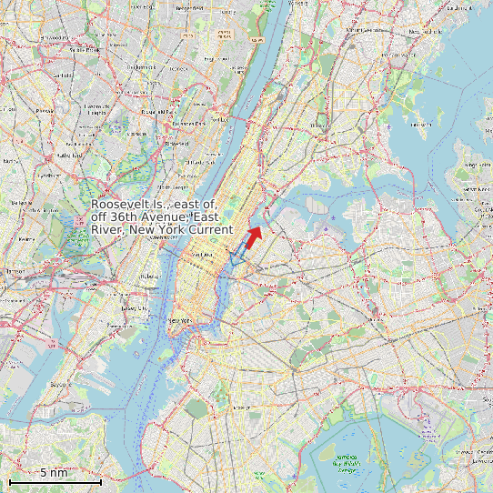 Map of Roosevelt Is., east of, off 36th Avenue, East River, New York Current Prediction Station