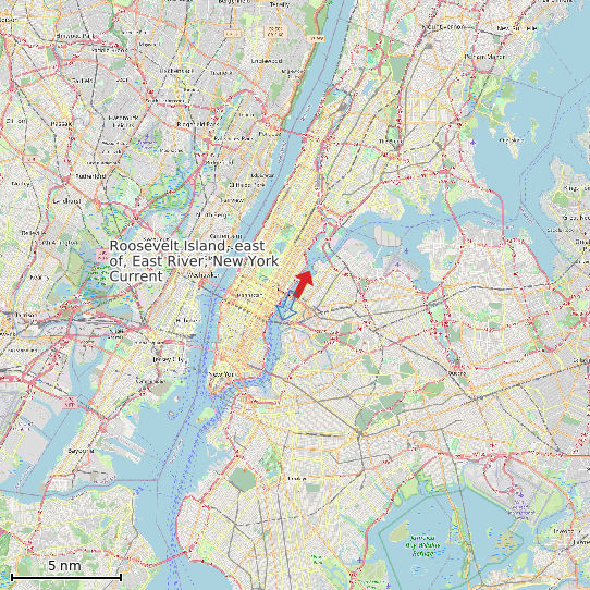 Map of Roosevelt Island, east of, East River, New York Current Prediction Station