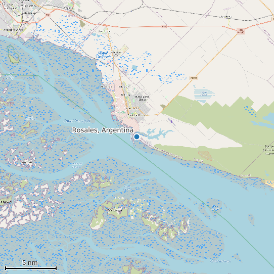Map of Rosales, Argentina Tide Prediction Station