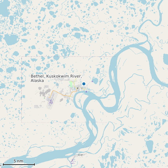 Map of Bethel, Kuskokwim River, Alaska Tide Prediction Station