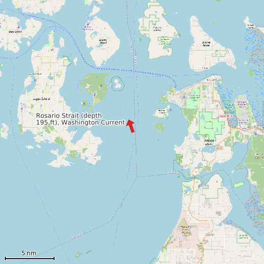 Map of Rosario Strait (depth 195 ft), Washington Current Prediction Station