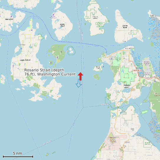 Map of Rosario Strait (depth 76 ft), Washington Current Prediction Station