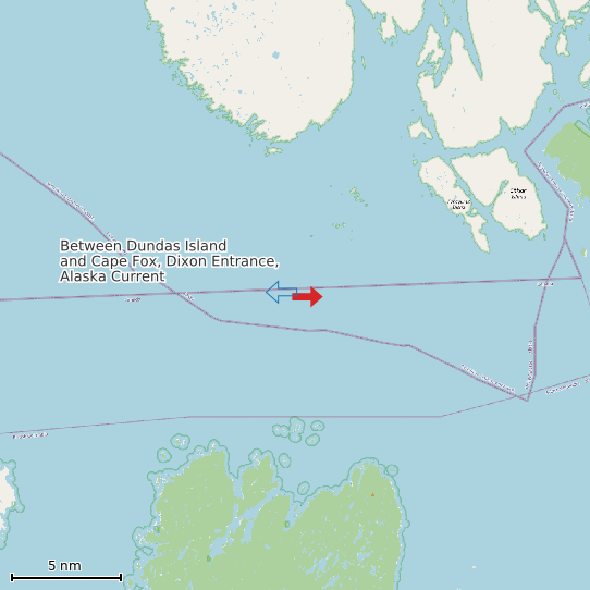 Map of Between Dundas Island and Cape Fox, Dixon Entrance, Alaska Current Prediction Station