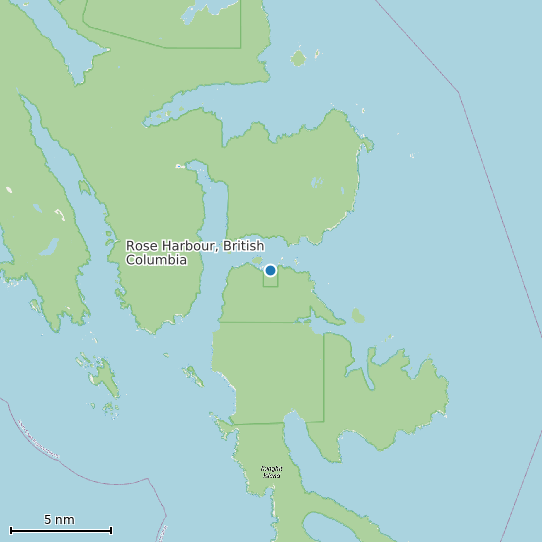 Map of Rose Harbour, British Columbia Tide Prediction Station