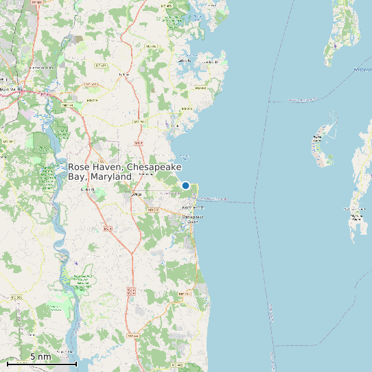 Map of Rose Haven, Chesapeake Bay, Maryland Tide Prediction Station