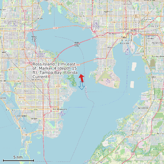 Map of Ross Island, 1 mi east of, Marker 4 (depth 15 ft), Tampa Bay, Florida Current Prediction Station