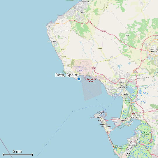Map of Rota, Spain Tide Prediction Station